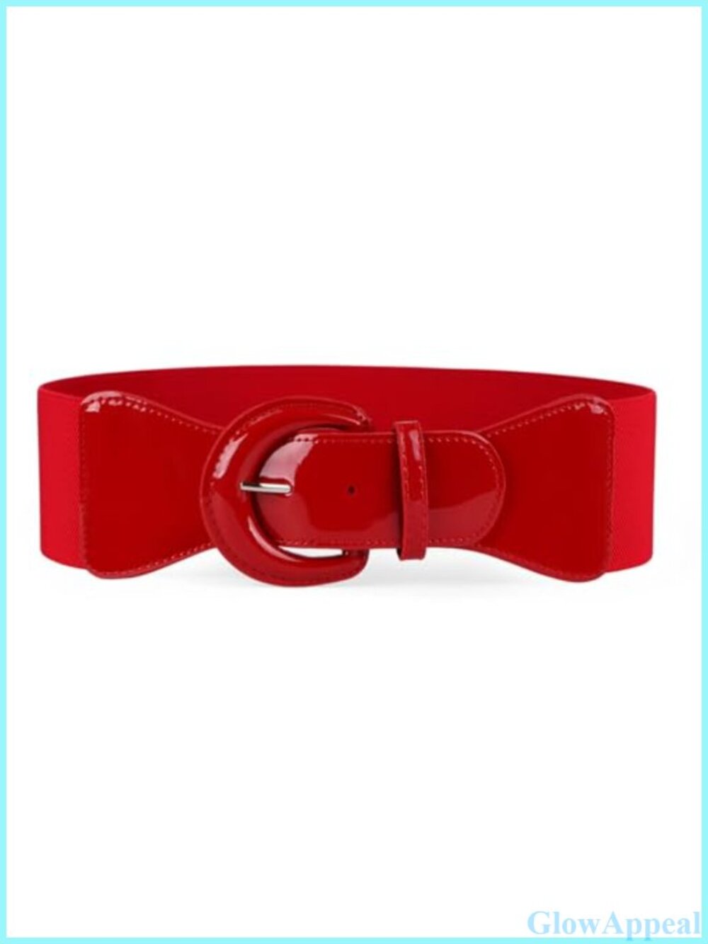 Wide Elastic Belt Vintage Chunky Buckle Patent Leather Women's Accessory